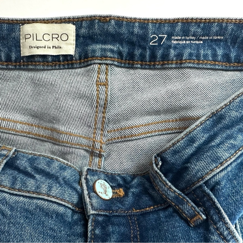 Anthropologie Pilcro mid-rise straight jeans size 27 dark denim - Picture 10 of 13